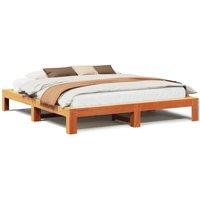 Berkfield Home Bed Frame without Mattress Wax Brown 200x200 cm Solid Wood Pine