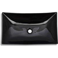 Berkfield Home Elegant Ceramic Bathroom Sink Basin Black Rectangular