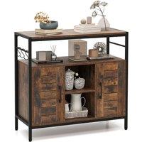 Costway Buffet Cabinet Coffee Bar Cabinet with 2 Doors & Adjustable Shelves in Brown