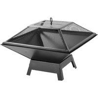 VOGREX SQUARE FIRE PIT GARDEN STEEL PATIO HEATER BRAZIER WOOD BURNER in Black