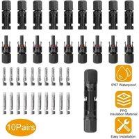 VOGREX 10 Pairs Solar Panel cable connectors Male Female pair solar plugs in Black