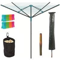 SPETLEK 50m Garden 4 Arm Rotary Washing Line Clothes in Teal | Size: 0.6m2