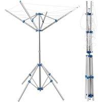 VOGREX Clothes Airer Rotary Washing Line 4 Arm Free Standing Laundry in Silver