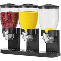 VOGREX Triple Dry Food Cereal Dispenser Storage Dispenser Kitchen type A in Black