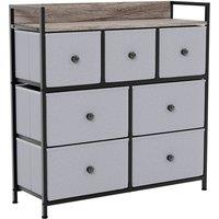 Kelvenix Beige & Grey Wood Chest of Drawers 7 Storage Bedroom Furniture | Size: 0.6m2
