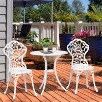 EONLION White-Bistro Set Garden Coffee Table Chair in White | Size: 100 cm