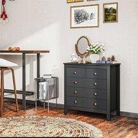 EONLION Black-5 Drawer Bedroom Chest of Drawers in Black | Size: 100 cm