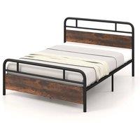 NESTLUNE Heavy Duty Platform Bed Frame With Headboard in Black | Size: Cot