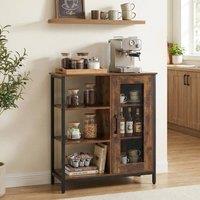 NESTLUNE Adjustable Shelves Sideboard Buffet Storage Cabinet in Brown
