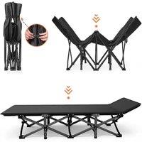 NESTLUNE Heavy Duty Large Folding Camping Cot in Black