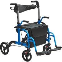 NESTLUNE 2 in 1 Folding Rollator Convertible Transport Chair Combo in Blue
