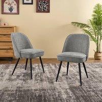 SONARA Set of 2 Modern Boucl Fabric Dining Chairs with Metal Legs in Grey