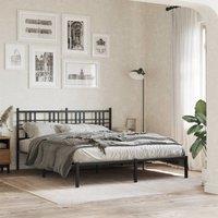 Berkfield Home Metal Bed Frame without Mattress with Headboard Black 150x200cm | Size: 150x200 cm