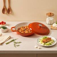Living and Home 3.2L Enameled Cast Iron Pot Rust-resistant Cookware with Lid in Orange