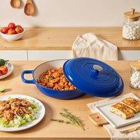 Living and Home 3.2L Enameled Cast Iron Pot Rust-resistant Cookware with Lid in Blue