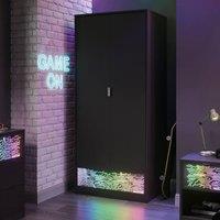 X Rocker NeoNite 2 Door Wardrobe with Drawer & App Control LED Lights - Black