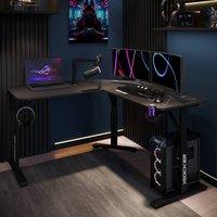 X Rocker Cougar 140cm Height Adjustable Corner Gaming Desk & Mousepad - Black