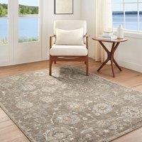 Livabliss Arda-Vintage Brown Grey Blue Traditional Boho Fringe Living Rug | Size: 200 cm x 290 cm