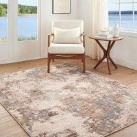 Livabliss Arda Abstract Grey Brown Taupe Modern Marble Fringe Living Dining Rug | Size: 153 cm x 220 cm