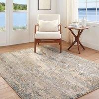 Livabliss Arda Abstract Taupe Grey Brown Modern Marble Fringe Living Dining Rug | Size: 153 cm x 220 cm