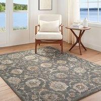 Livabliss Arda-Vintage Brown Grey Blue Traditional Boho Fringe Living Rug | Size: 153 cm x 220 cm