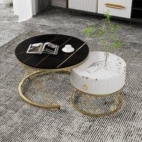 BTM Elegant nesting Coffee Table: Marble Look with Drawers - Set of 2