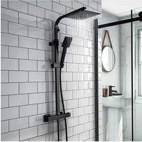 Living and Home 8 inch Rainfall Shower Head Brass Bathroom Shower Head Set in Black