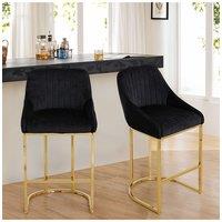 Living and Home Upholstered Bar Stool 2 Pcs in Black