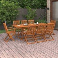 Berkfield Home 9 Piece Garden Dining Set Solid Acacia Wood in Brown
