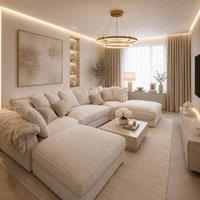 Home & Love Bishop U Shape Cinema Sofa Scatterback Corner Sofa - Windsor Cream