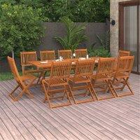 Berkfield Home 11 Piece Garden Dining Set Solid Acacia Wood in Brown