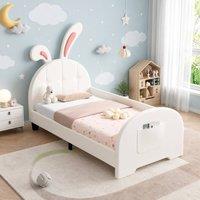 STILVORA Bed Frame 3ft Single with storage rabbit design in White | Size: Junior