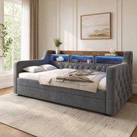 STILVORA Sofa 3ft Single with USB dark grey velvet