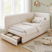 STILVORA Bed Frame 3ft Single with storage beige velvet