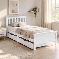 STILVORA Bed Frame 3ft Single with storage white