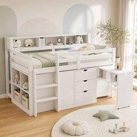 STILVORA Bed Frame 3ft Single with storage white wooden structure | Size: Junior