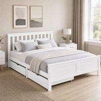 STILVORA Bed Frame 4ft6 Double with storage in White