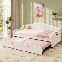 STILVORA Sofa 90x190cm with Storage Beige Velvet | Size: Single
