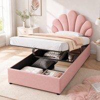 STILVORA Ottoman Bed 3ft Single with storage pink velvet