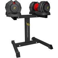 Strongology URBAN25 Steel Adjustable Dumbbells Pair with Floor Stand, Weights Rack
