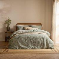 Yard Perrie Leaf Muslin 100% Cotton Duvet Cover Set in Green | Size: King
