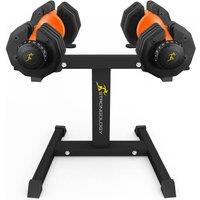 Strongology URBAN25 Steel Adjustable Dumbbells Pair with Floor Stand, Weights Rack