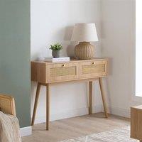 Birlea Croxley Console Table Oak Rattan Hall Dressing Table in Light Oak