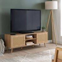 Birlea Croxley Large TV Unit Oak Rattan Entertainment Stand in Light Oak