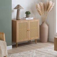 Birlea Croxley 2 Door Sideboard Oak Rattan Storage Cabinet in Light Oak