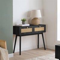 Birlea Croxley Console Table Black Rattan Hall Dressing Table