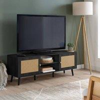 Birlea Croxley Large TV Unit Black Rattan Entertainment Stand