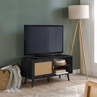 Birlea Croxley Small TV Unit Black Rattan Entertainment Stand