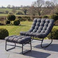 Artemis Home Solace Outdoor Rocking Chair & Stool in Dark Grey
