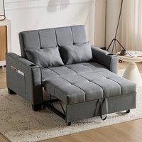 Matteo Grey Fabric 2-Seater Convertible Sofa Bed with Cup Holders